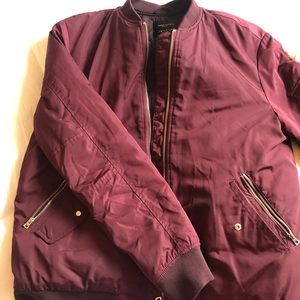 Zara Burgundy Bomber Jacket sz M